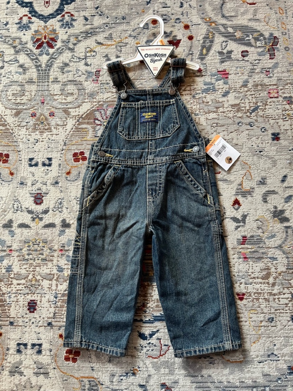 Vintage NWT OshKosh B'gosh Baby Denim Cargo Overalls 12M